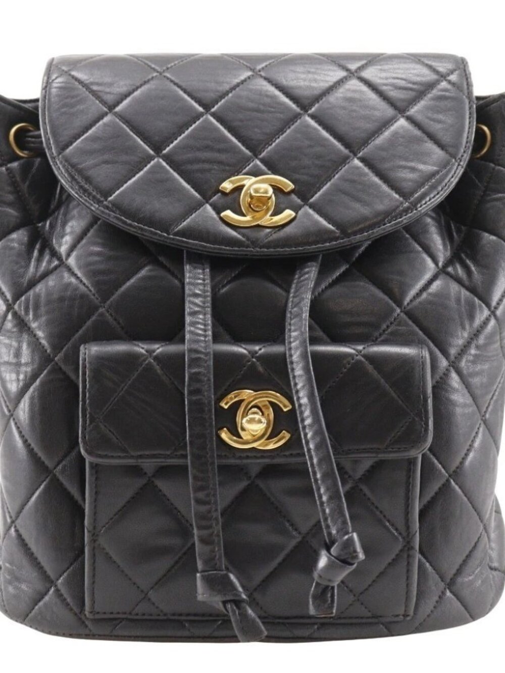 CHANEL Matelasse Backpack Daypack vintage black lambskin Women
